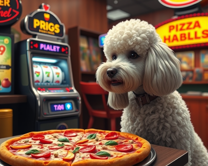 pizza, pickle, poodle, slot machine